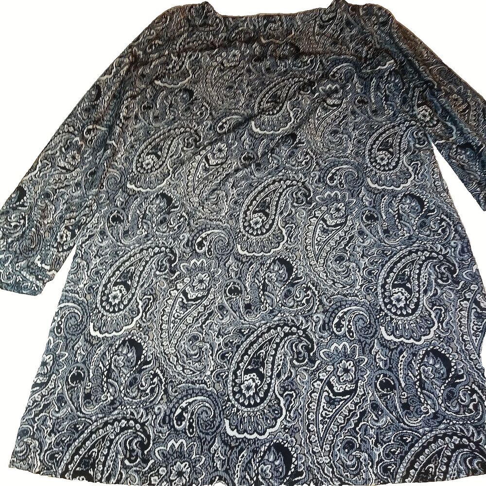 Honey Punch Dress Paisley Mini Size Small Retro Style Long Sleeve